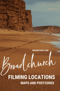 broadchurch filming locations pinnable image of beach and cliffs