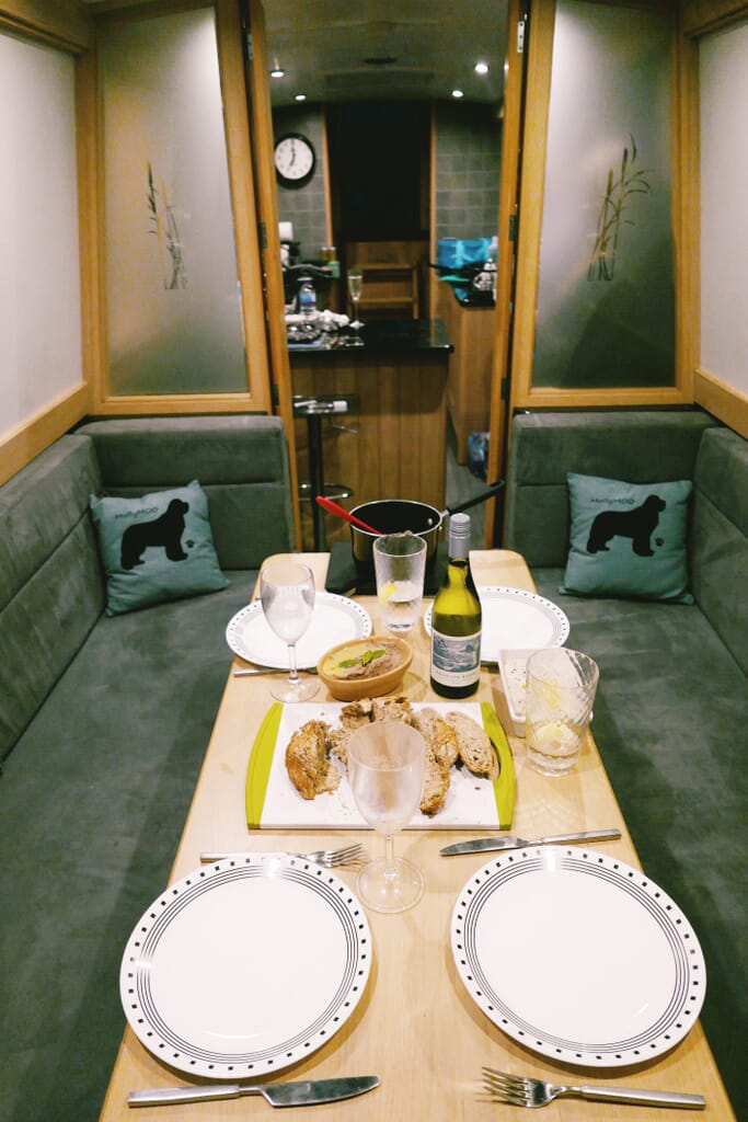 canal boat hire yorkshire - bearboating: dinner inside MollyMoo boat canal boat hire yorkshire - bearboating: dinner inside MollyMoo boat