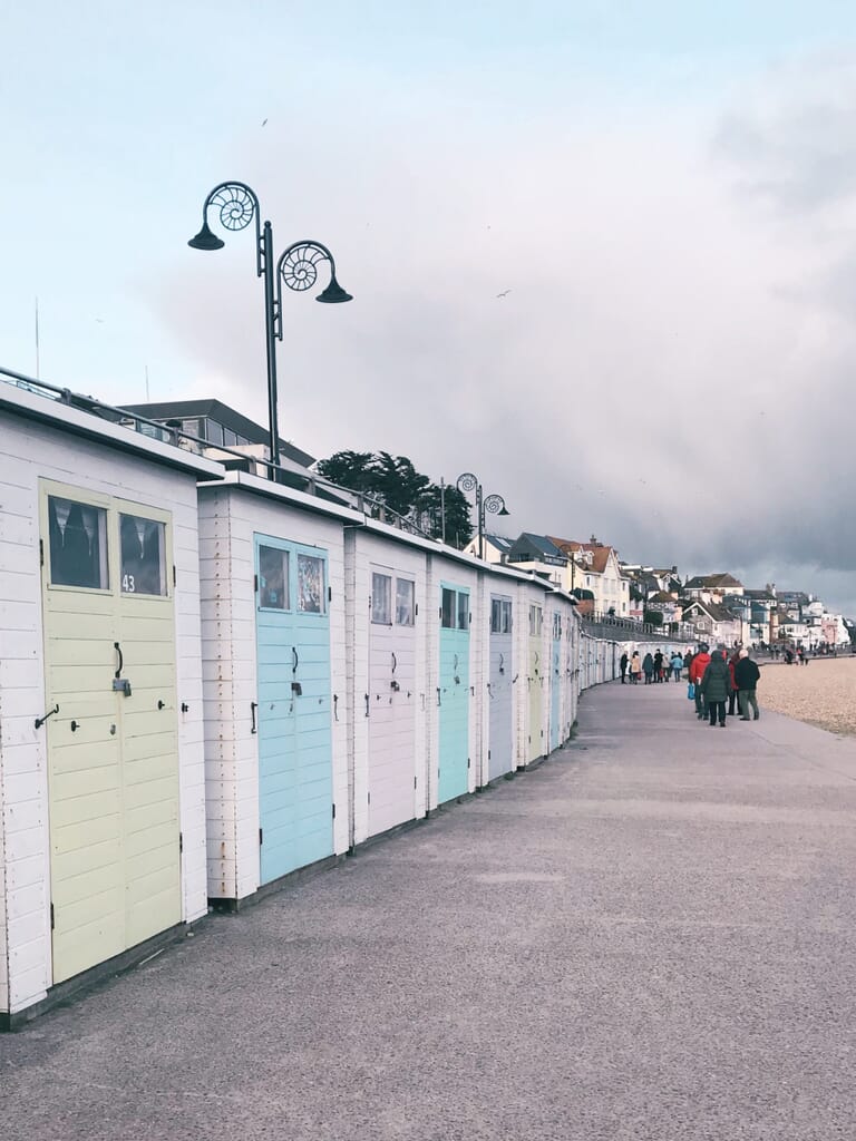 Things-to-do-in-lyme-regis: beach huts on marine parade Things-to-do-in-lyme-regis: beach huts on marine parade