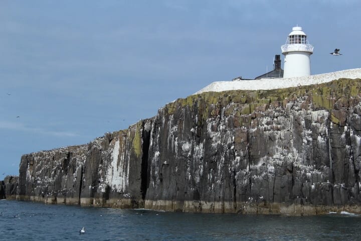 View of one of the Farne Islands and light house