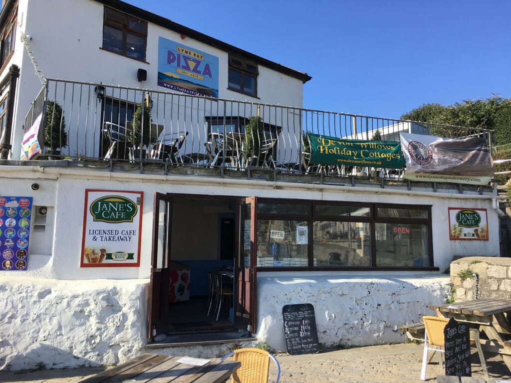 Things-to-do-in-lyme-regis Jane's Cafe outside Things-to-do-in-lyme-regis Jane's Cafe outside