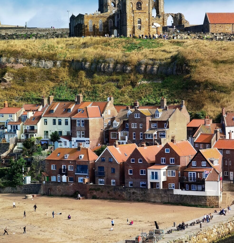 whitby abbey and beach whitby abbey and beach