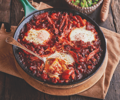 Mexican ham and eggs brunch recipe