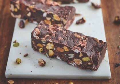 close up of rocky road bars