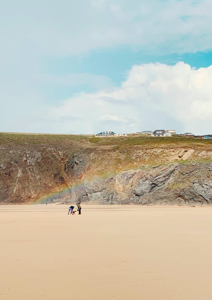 Rainbow on Mawgan Porth beach Rainbow on Mawgan Porth beach