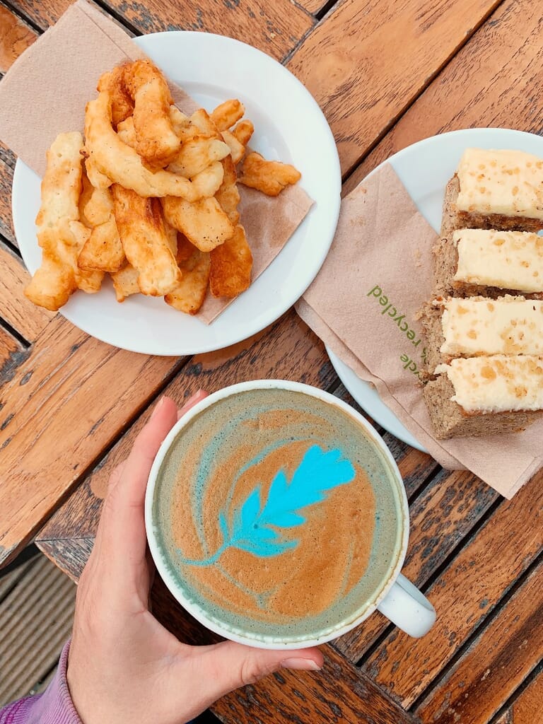 Blue Magik Rainbow Latte at Beach Box Cafe Cornwall Blue Magik Rainbow Latte at Beach Box Cafe Cornwall