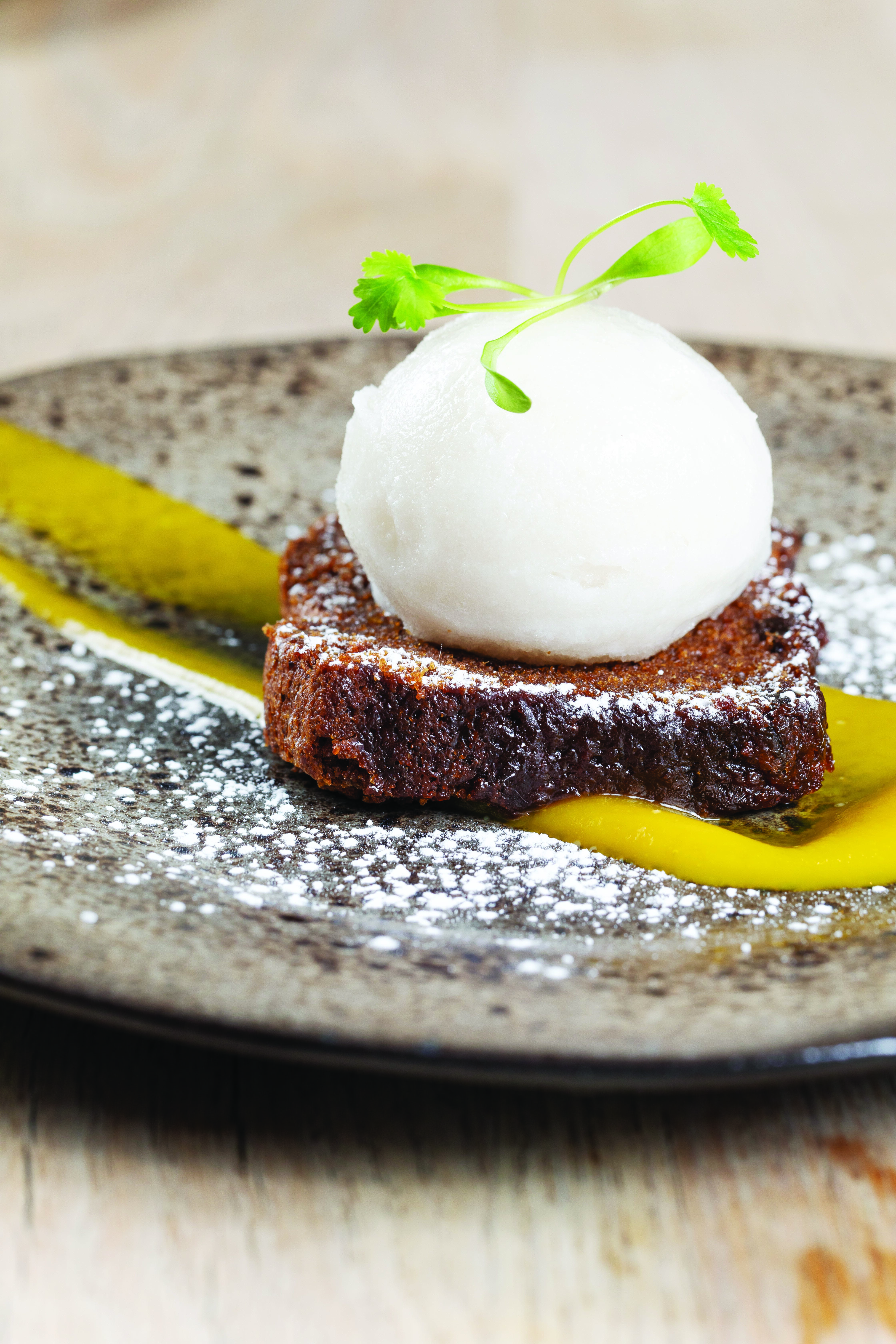 pumpkin cake and coconut icecream