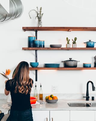 girl cooking in modern kitchen