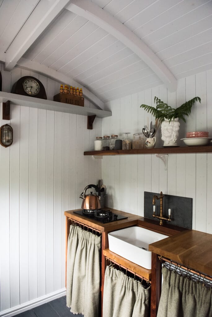 The Hide Shepherds Hut in Cuckfield, Sussex - kitchenette