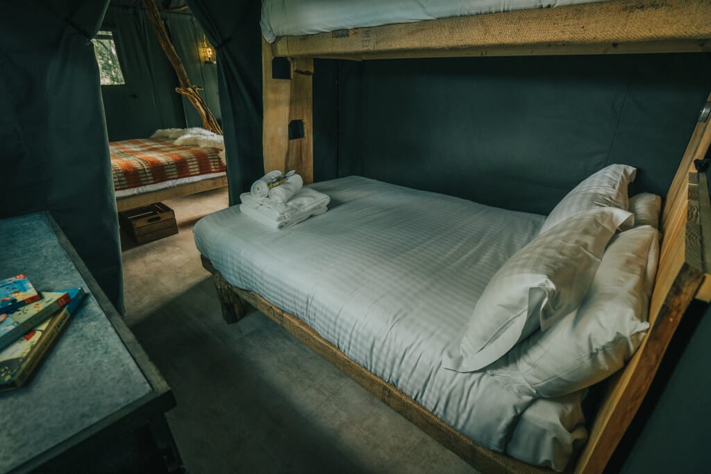 By The Wye - glamping site wye valley safari tent inside single bed By The Wye - glamping site wye valley safari tent inside single bed