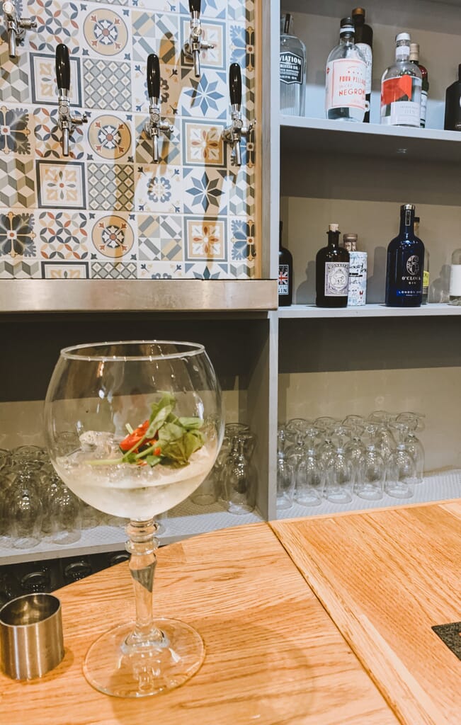 beer and gin house in brecon - gin served in glass beer and gin house in brecon - gin served in glass