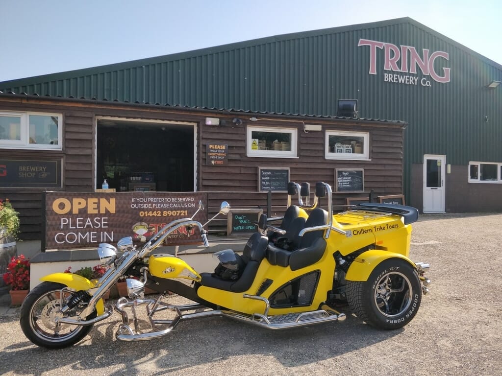 Chiltern Trike Tours Bike Bumblebee parked outside Tring Brewery