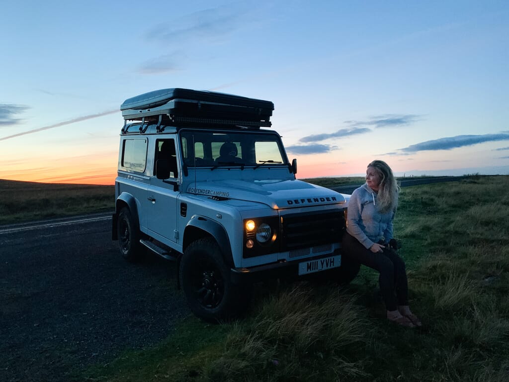 defender-camping - yorkshire vehicle hire: sunset