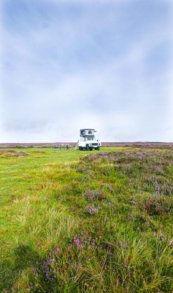 defender-camping - yorkshire vehicle hire: on moors