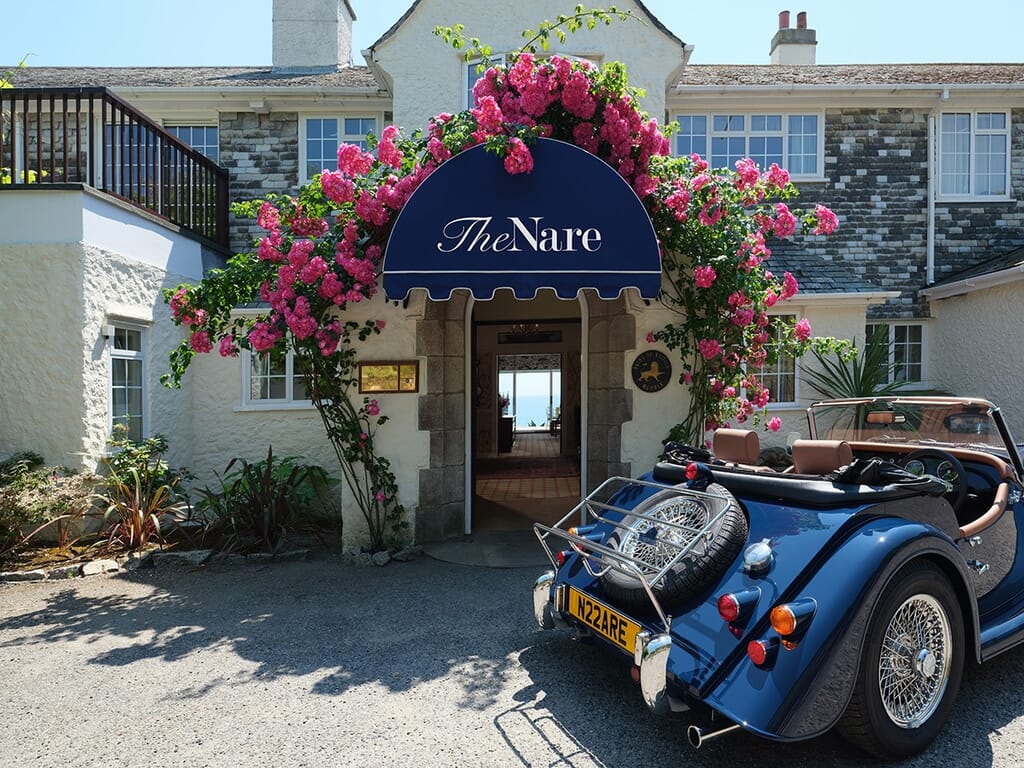 Front door of The Nare Hotel in Cornwall Front door of The Nare Hotel in Cornwall