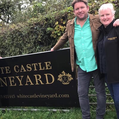 White castle vineyard in Wales: Nicola and James Martin