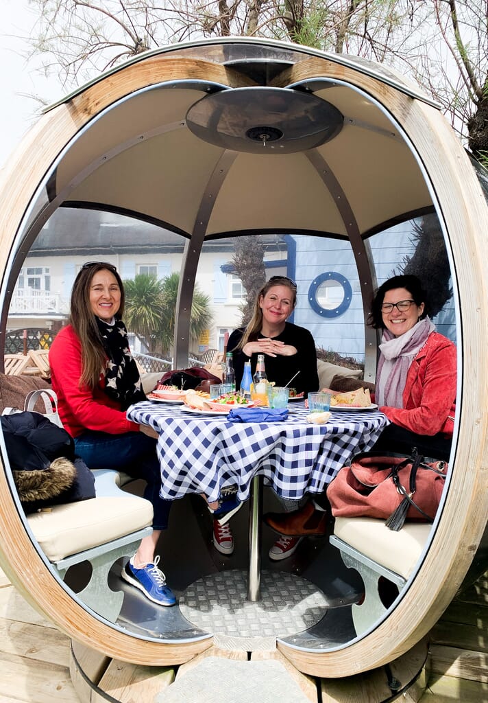 beachcroft-beach-huts: dining pod at Blakes beachcroft-beach-huts: dining pod at Blakes