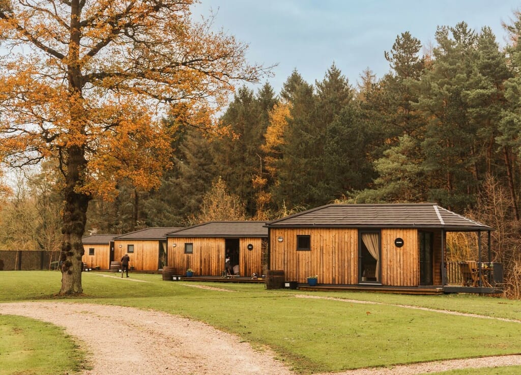 lodges with hot tubs shropshire - riverside cabins exterior