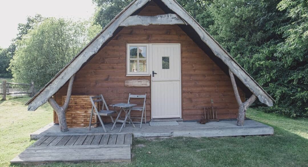 log cabins sussex at swallowtail hill glamping- exterior