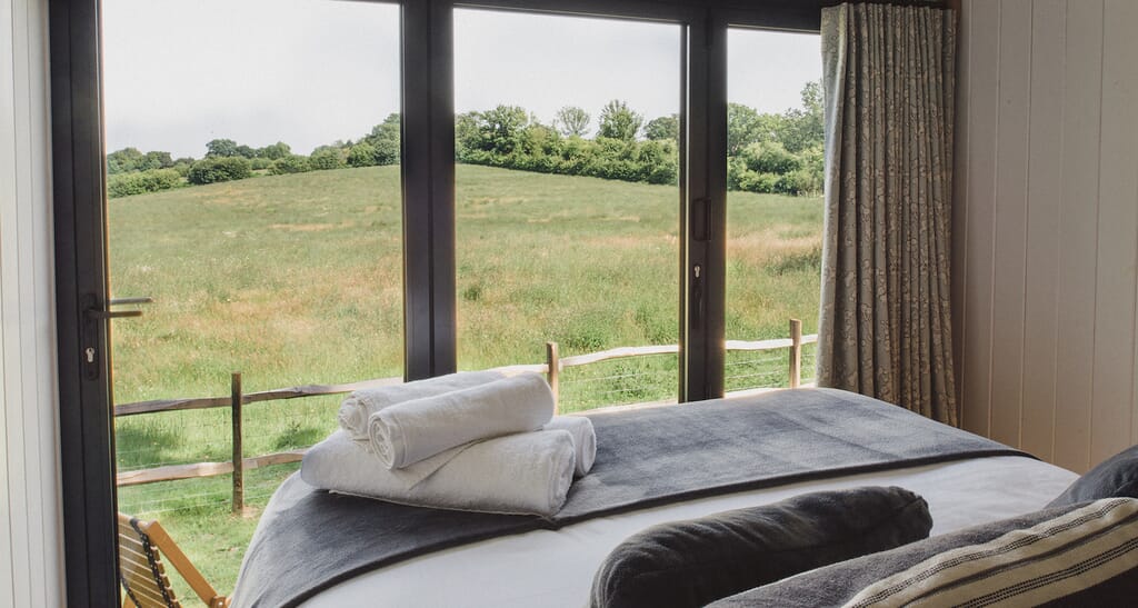 long view lodge glamping in sussex - bedroom view