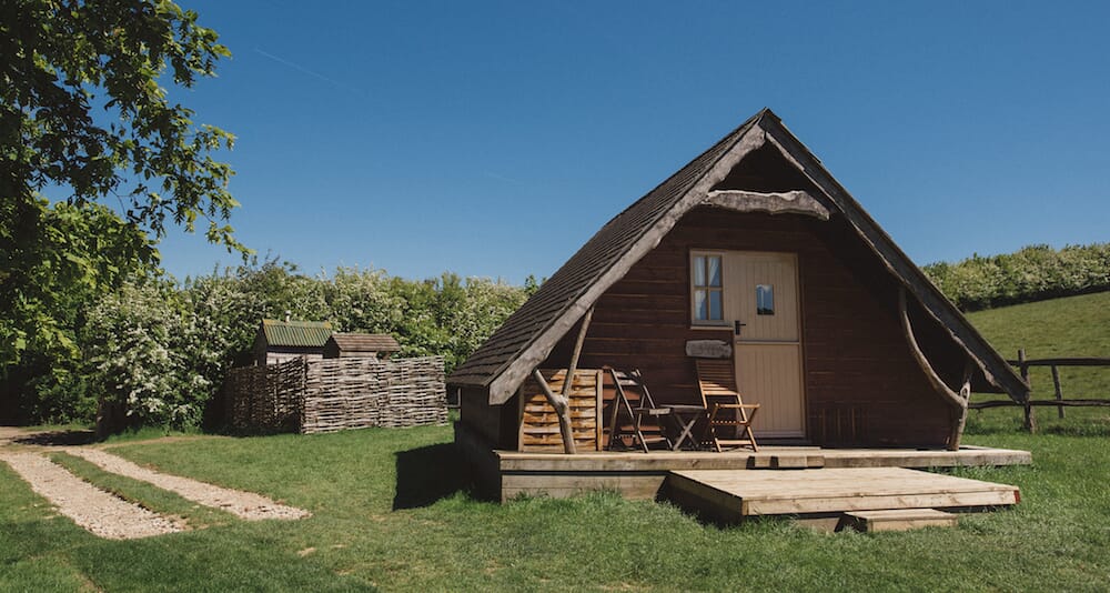 log cabins sussex at swallowtail hill glamping- exterior