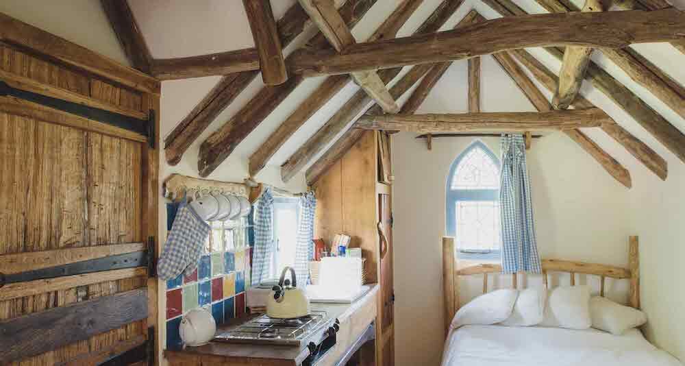 East Sussex Glamping Cottage Sleeping - Kitchen and bedroom