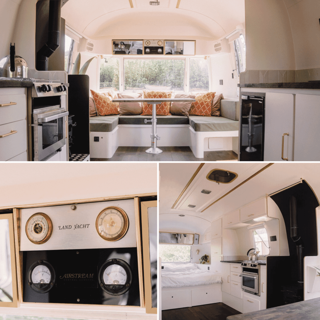 kushti-camping-glamping-south-devon - montage of trailer interior