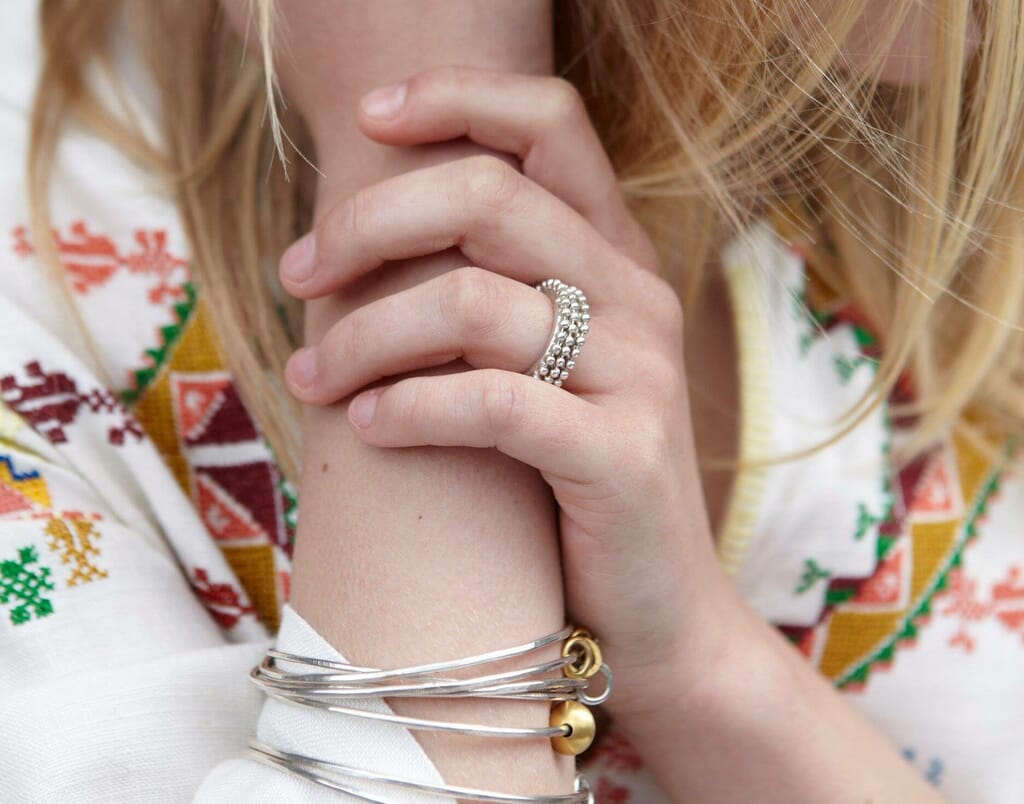 yume wedding ring workshop devon - jewellery on model yume wedding ring workshop devon - jewellery on model