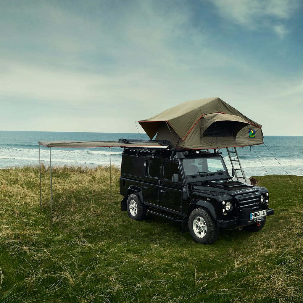 landrover defender camping tent and awning