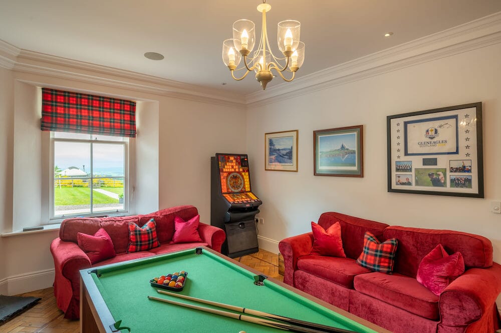 hen party house scotland for 20 - alexander house games room