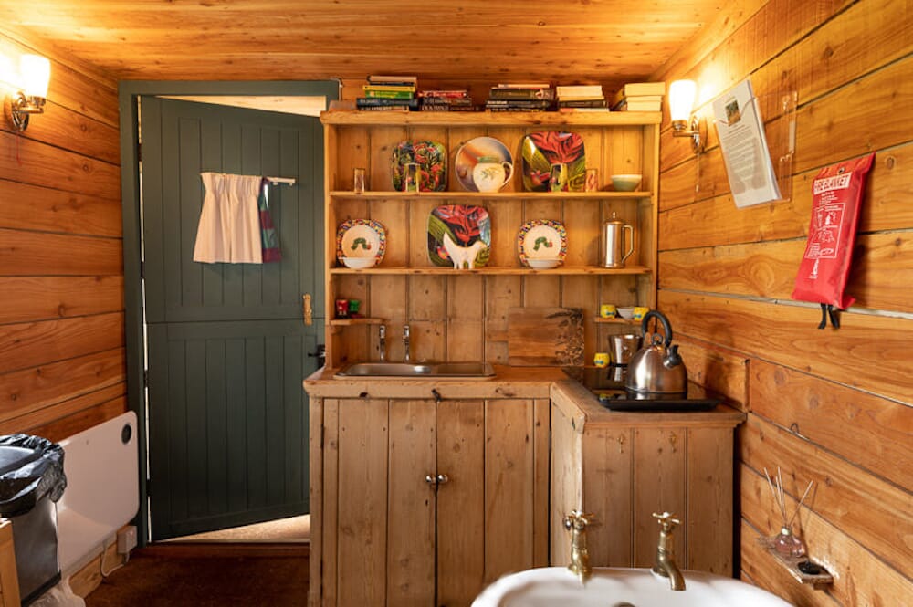 glamping in perthshire scotland - juniper lorry, inside kitchen, alexander house