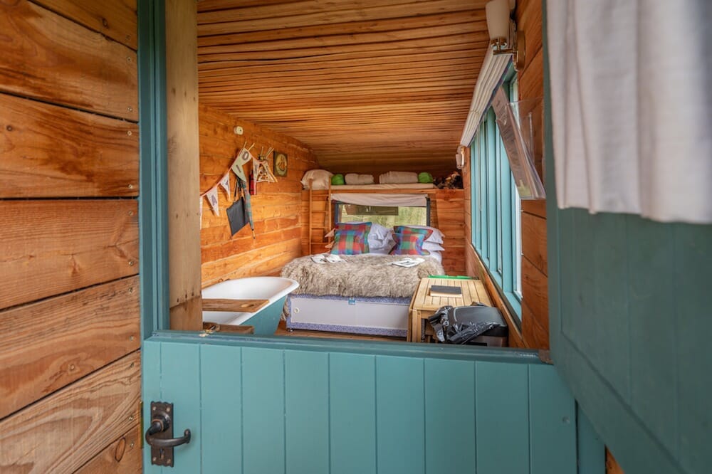 glamping in perthshire scotland - juniper lorry, inside at alexander house