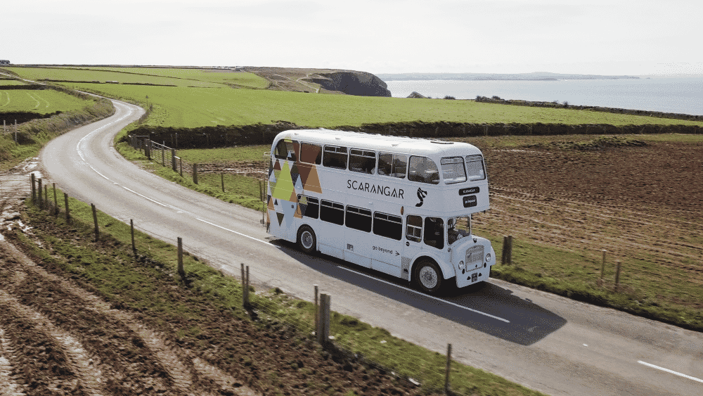 adventure holiday in cornwall: scaranger bus on the road