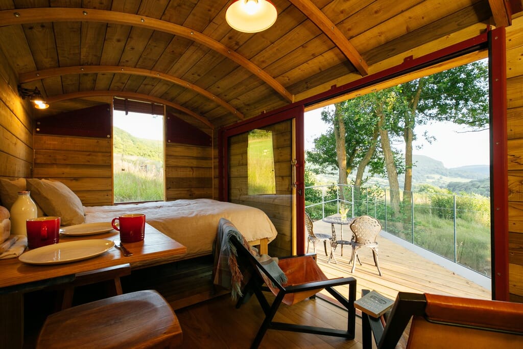 glamping brecon beacons: llanthony castway - view from inside glamping brecon beacons: llanthony castway - view from inside