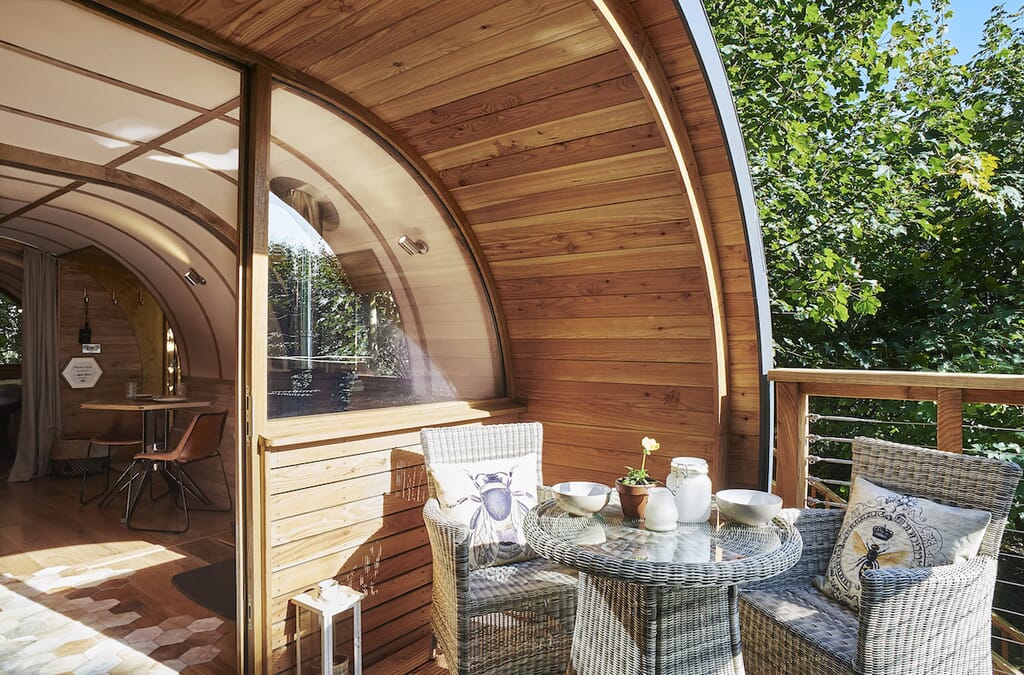 The Hideaway Treehouse at Pickwell Manor in Devon - balcony