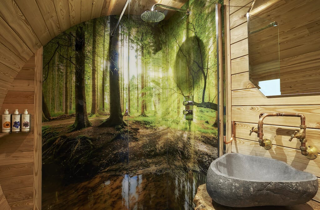The Hideaway Treehouse at Pickwell Manor in Devon - shower room