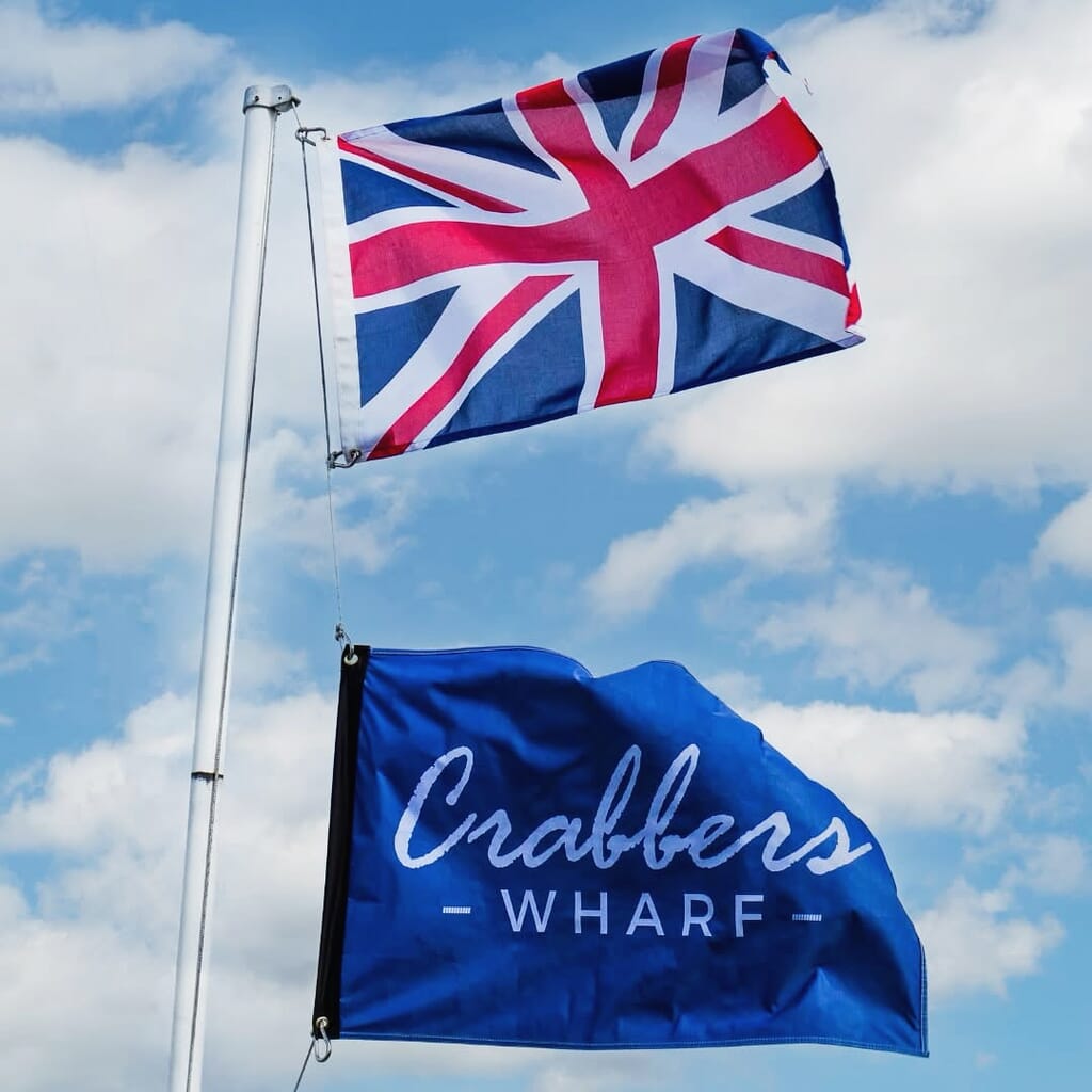 crabbers wharf, flags crabbers wharf, flags