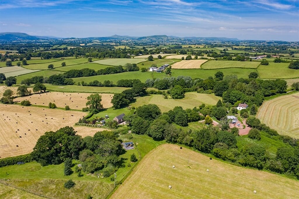 Shepherds Hut Wales - Cromwell's Hideaway aerial view Shepherds Hut Wales - Cromwell's Hideaway aerial view
